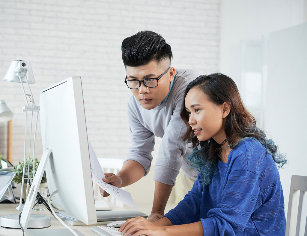 Offshore team working together in a modern Philippines office